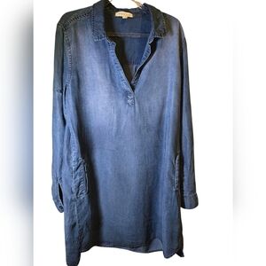 CLOTH & STONE Tencel Blue Denim Tunic Dress Size MED